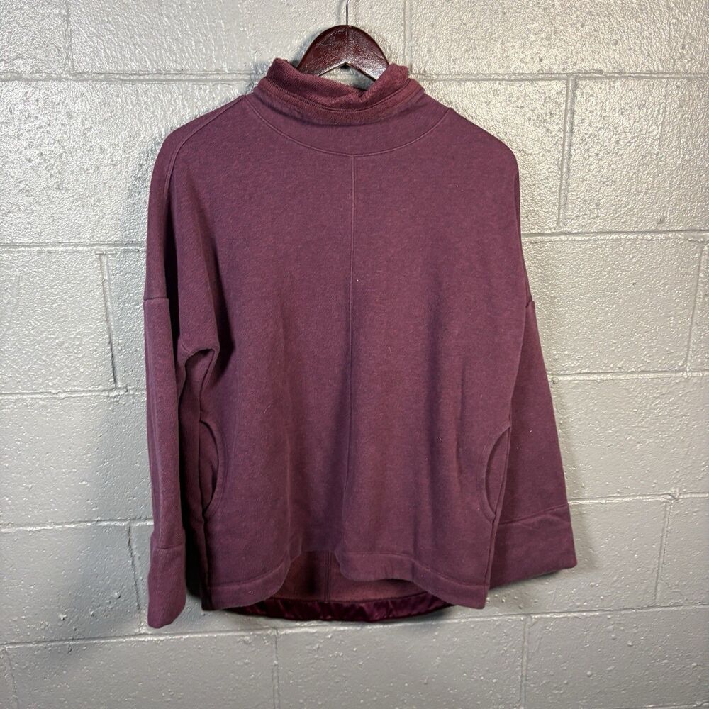 Athleta Burgundy Cowl Neck Sweatshirt Pullover Long Sleeve Cotton Blend Women XS